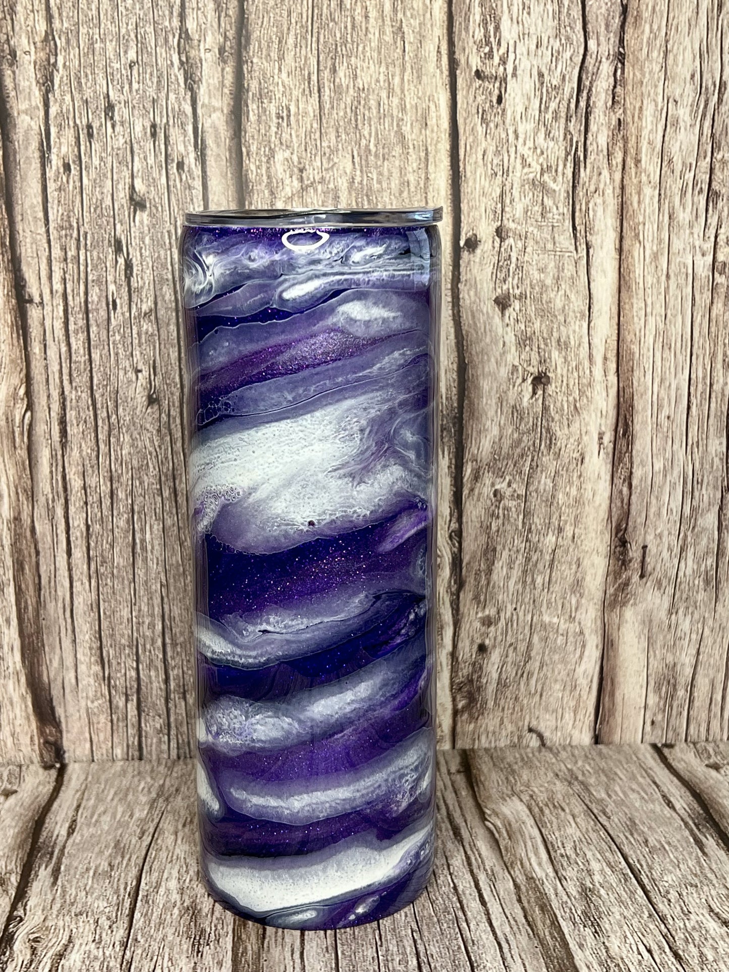 Purple Ink Swirl Glow In The Dark - 20oz Skinny Tumbler (Personalization Available)