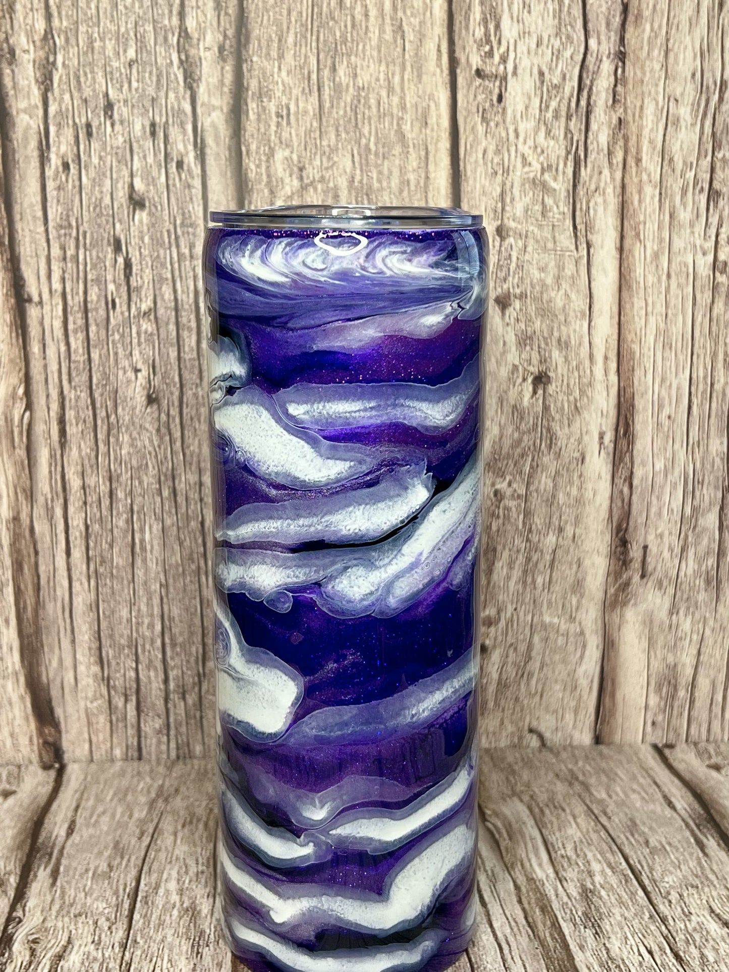 Purple Ink Swirl Glow In The Dark - 20oz Skinny Tumbler (Personalization Available)