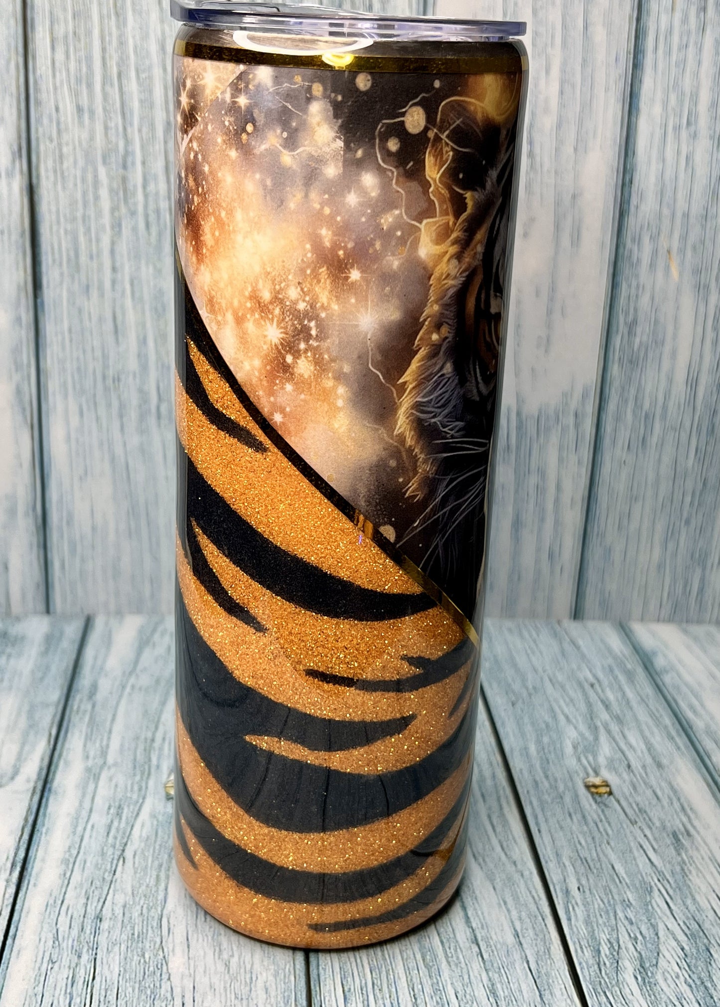 Vinyl V-Split Tiger & Glitter - 20oz Tumbler