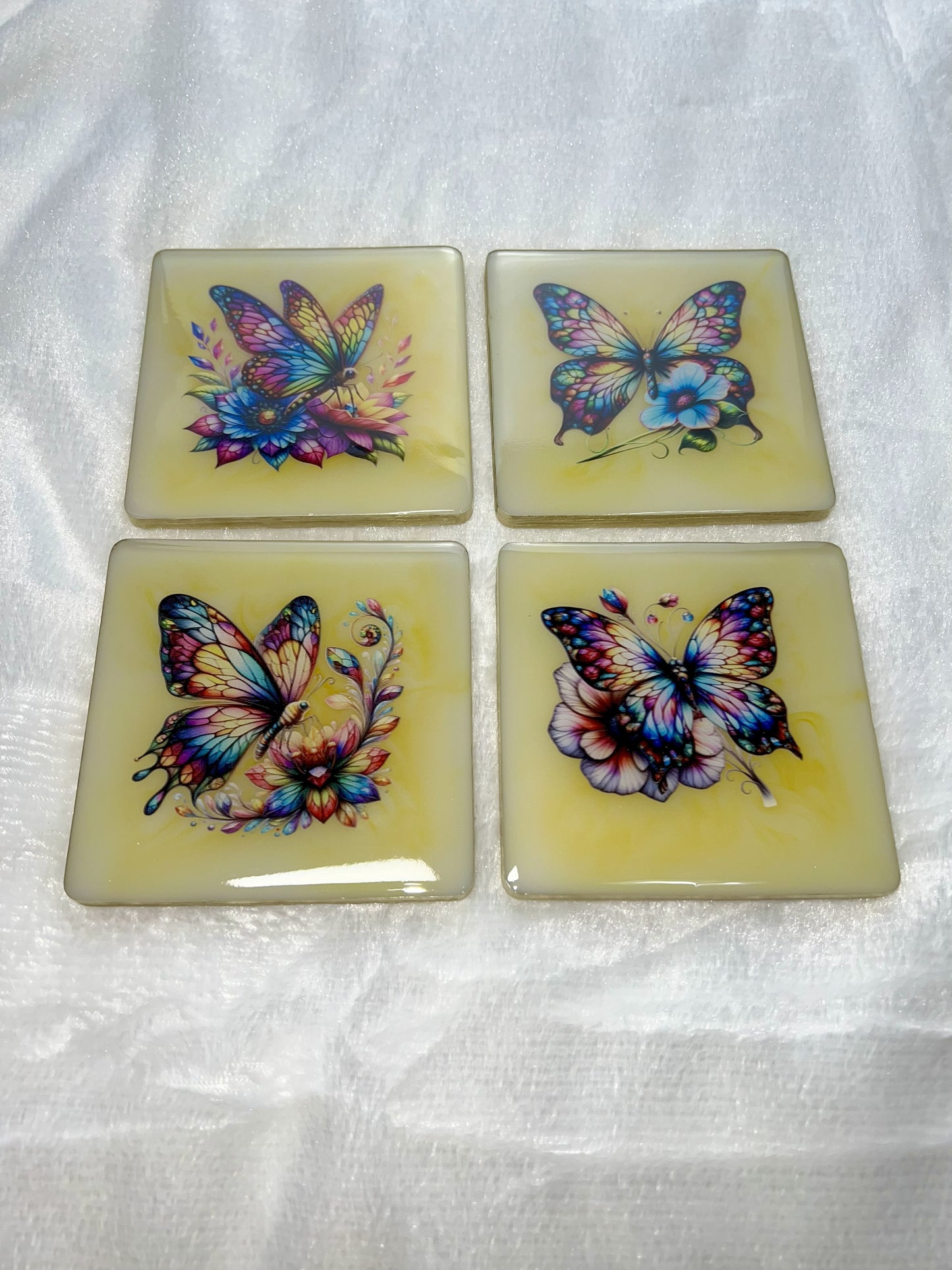 Set of 4 Butterfly Coasters – Elegant Home Decor