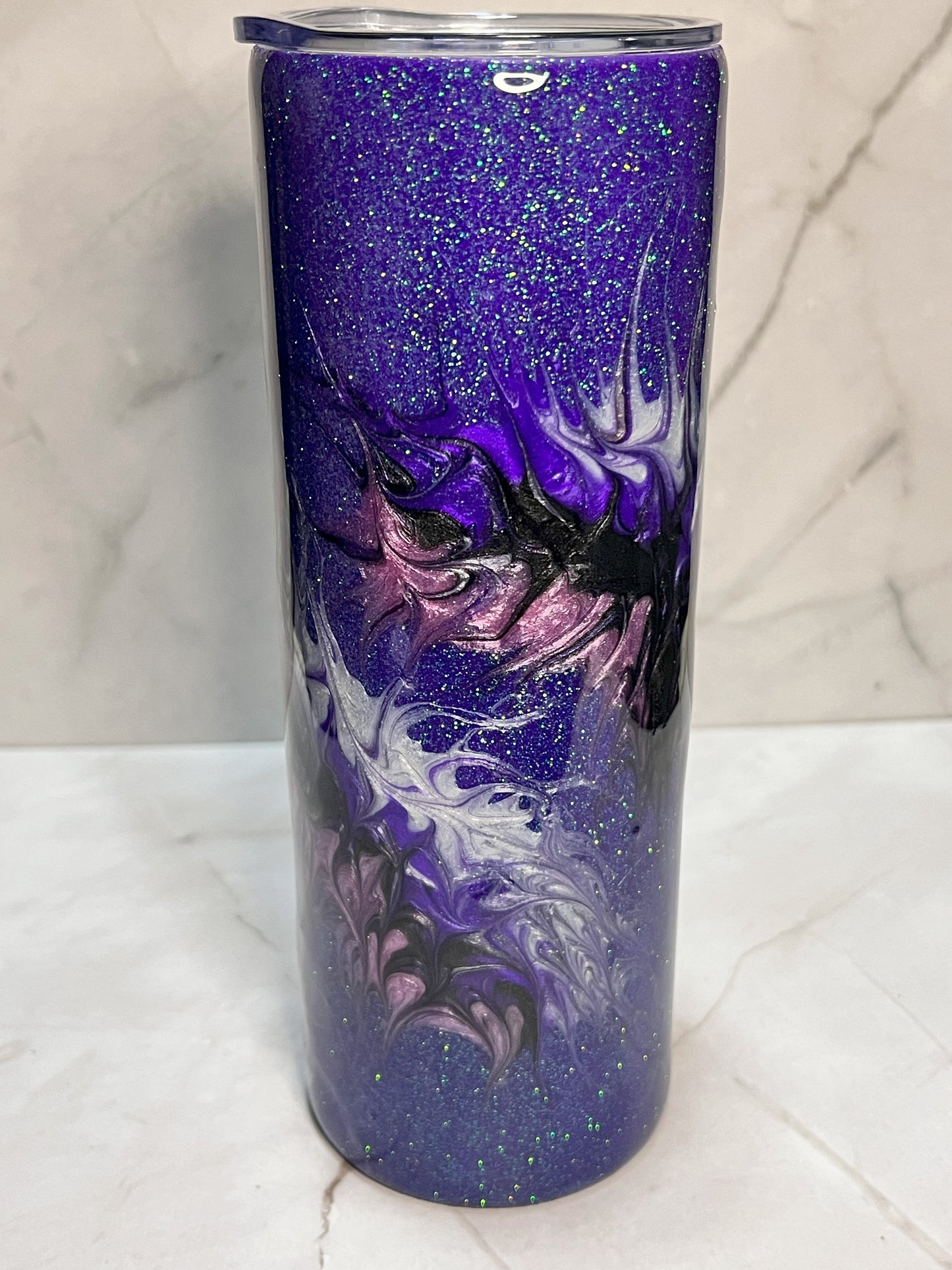 Custom Handmade Glitter Swirl Tumblers - 20oz Skinny Tumbler (Personalization Available)