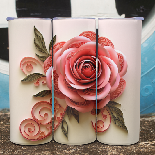 Beautiful 3D Rose - 20oz Skinny Tumbler (Personalization Available)