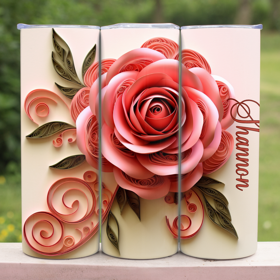 Beautiful 3D Rose - 20oz Skinny Tumbler (Personalization Available)