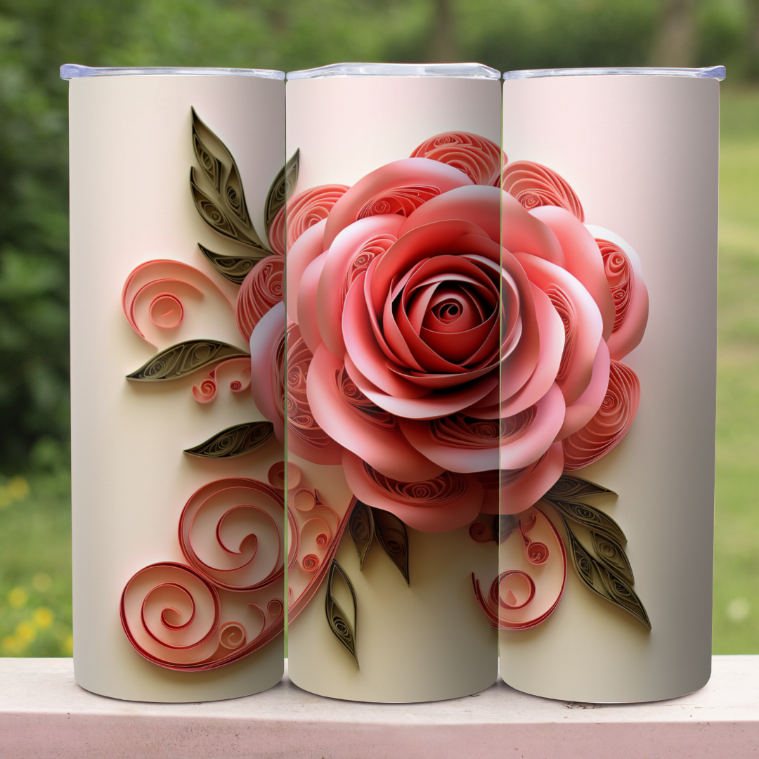 Beautiful 3D Rose - 20oz Skinny Tumbler (Personalization Available)