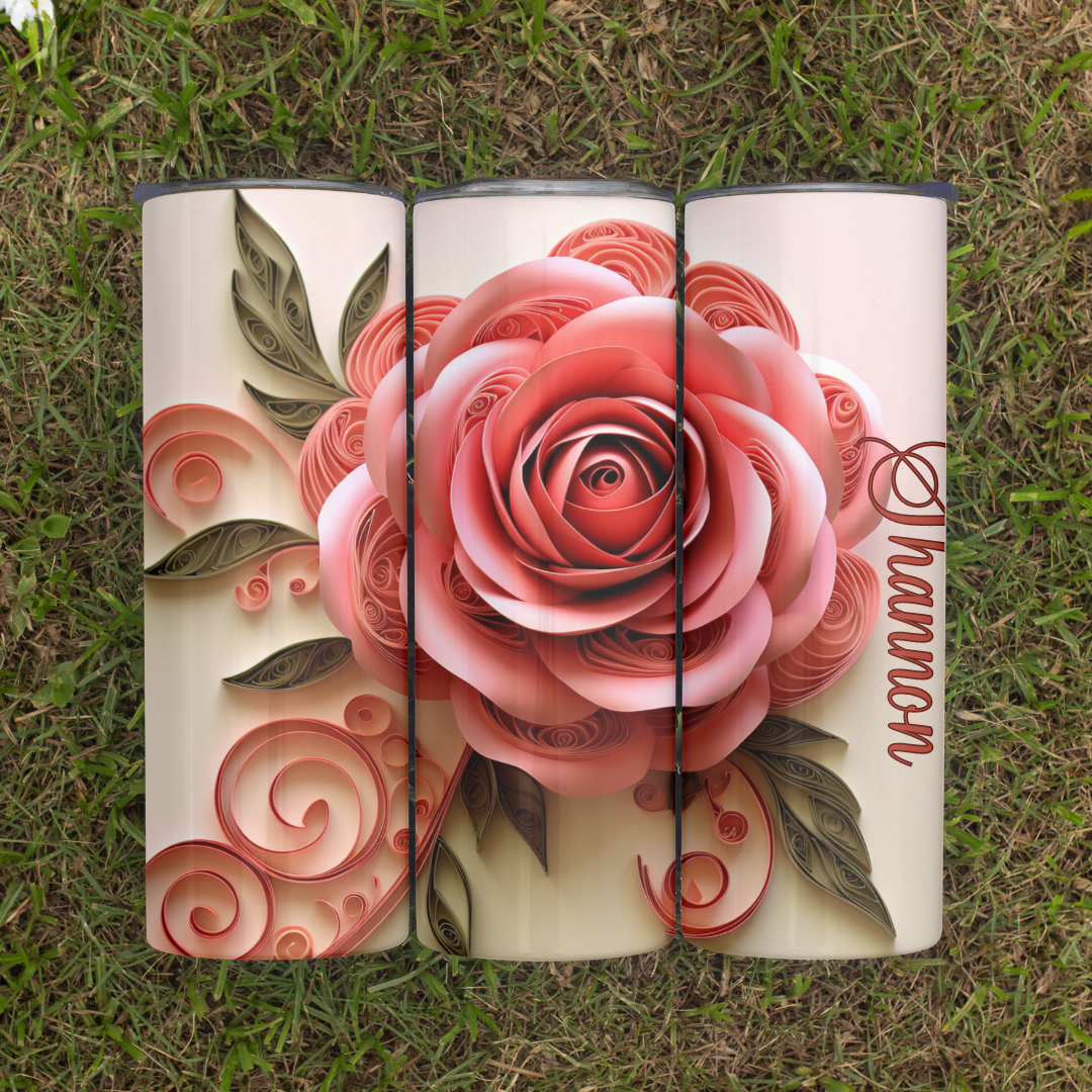 Beautiful 3D Rose - 20oz Skinny Tumbler (Personalization Available)