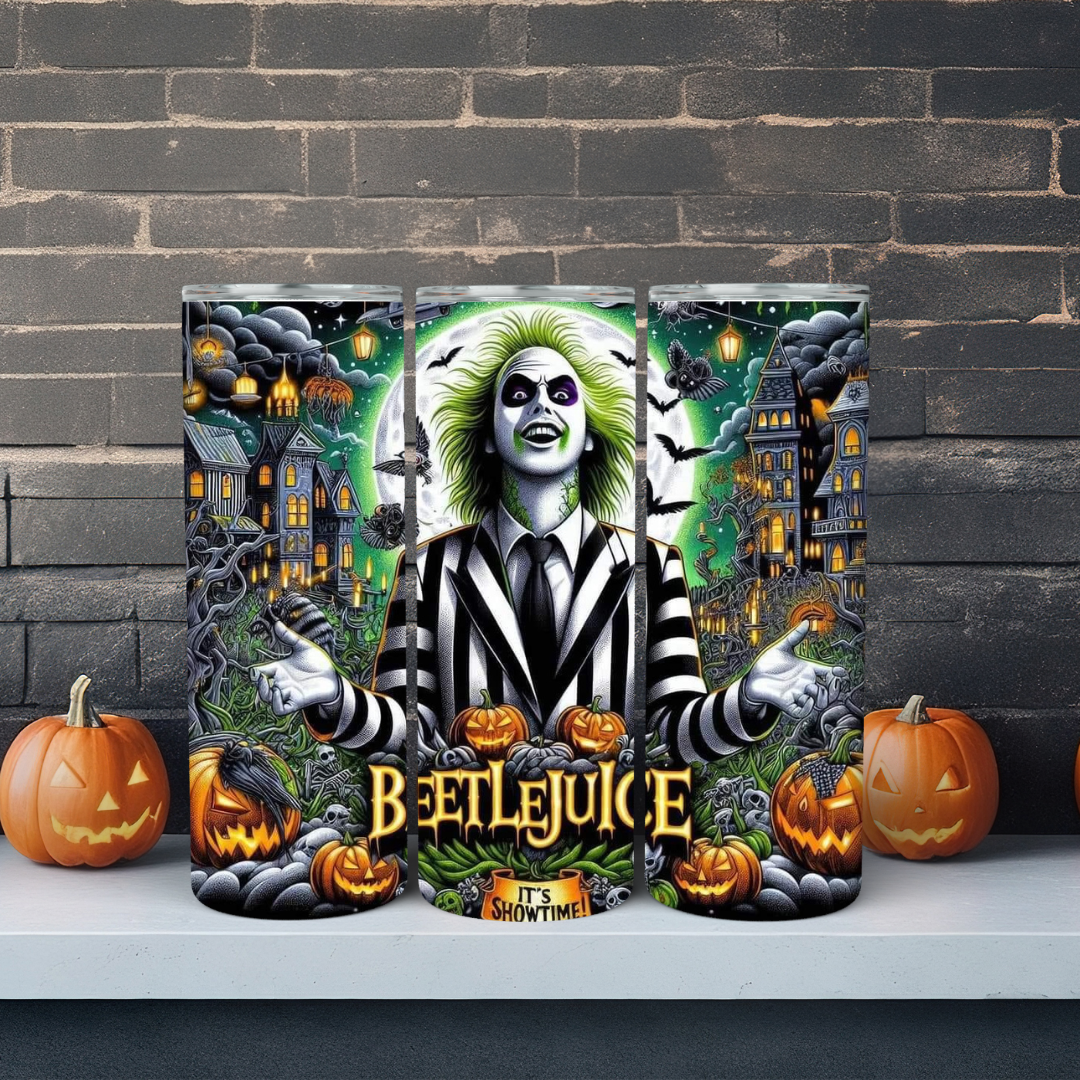 Beetlejuice (It's Show Time! 🎬👻) - 20oz Skinny Tumbler