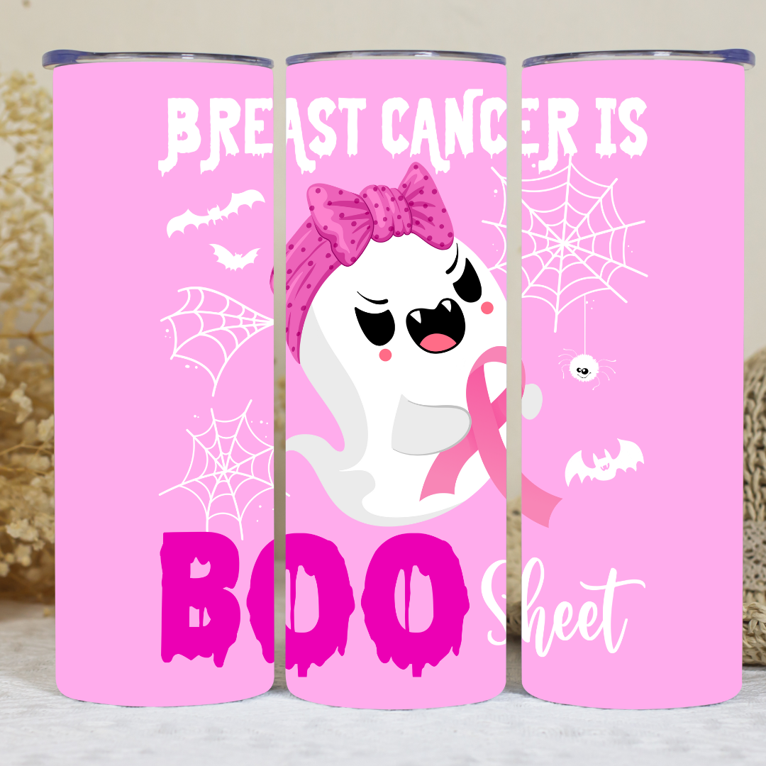 Breast Cancer Is Boo Sheet with Ghost & Pink Ribbon | Breast Cancer Awareness - 20oz Skinny Tumbler