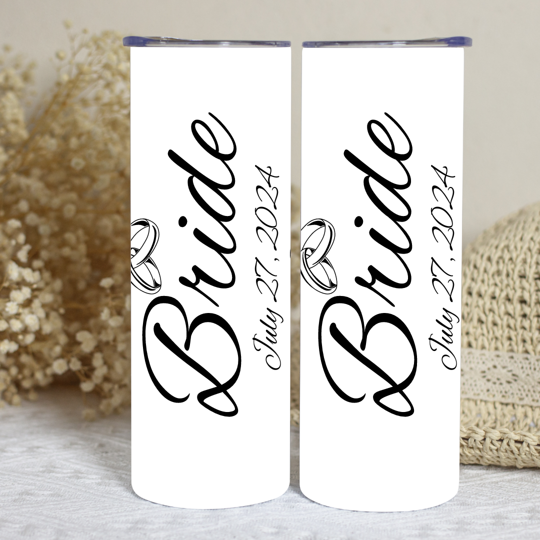 Black & White Wedding Tumbler Set - 20oz Skinny Tumbler