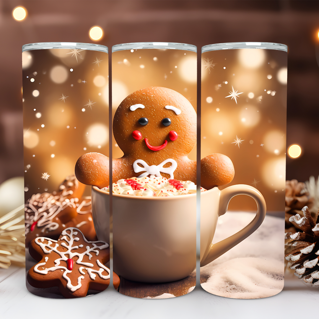 Gingerbread Man Festive Holiday Design - 20oz Skinny Tumbler