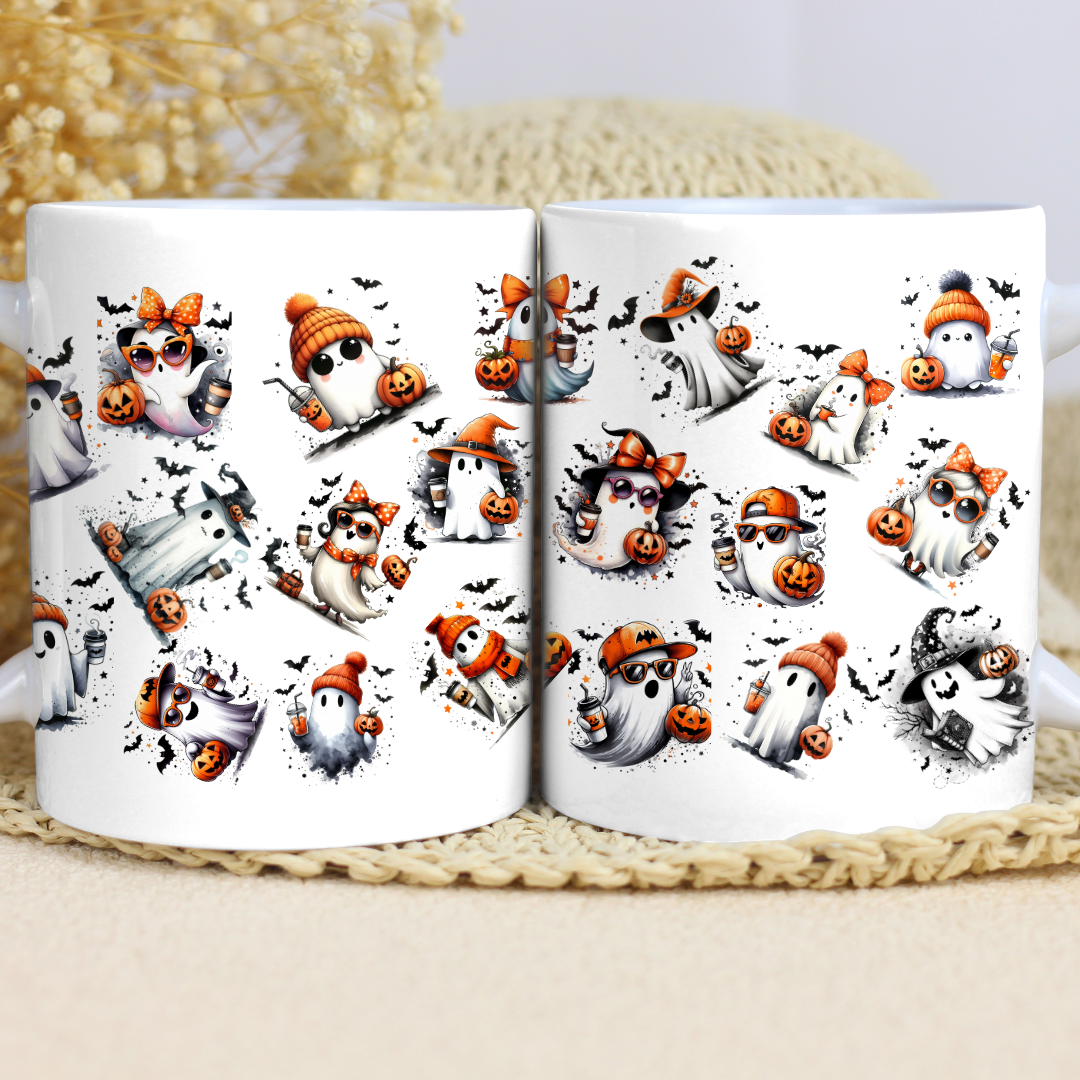 Cute Ghost of Fall - 15oz Ceramic Mug