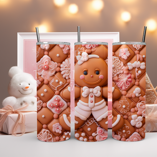 Cute Gingerbread Girl Festive Holiday Design - 20oz Skinny Tumbler