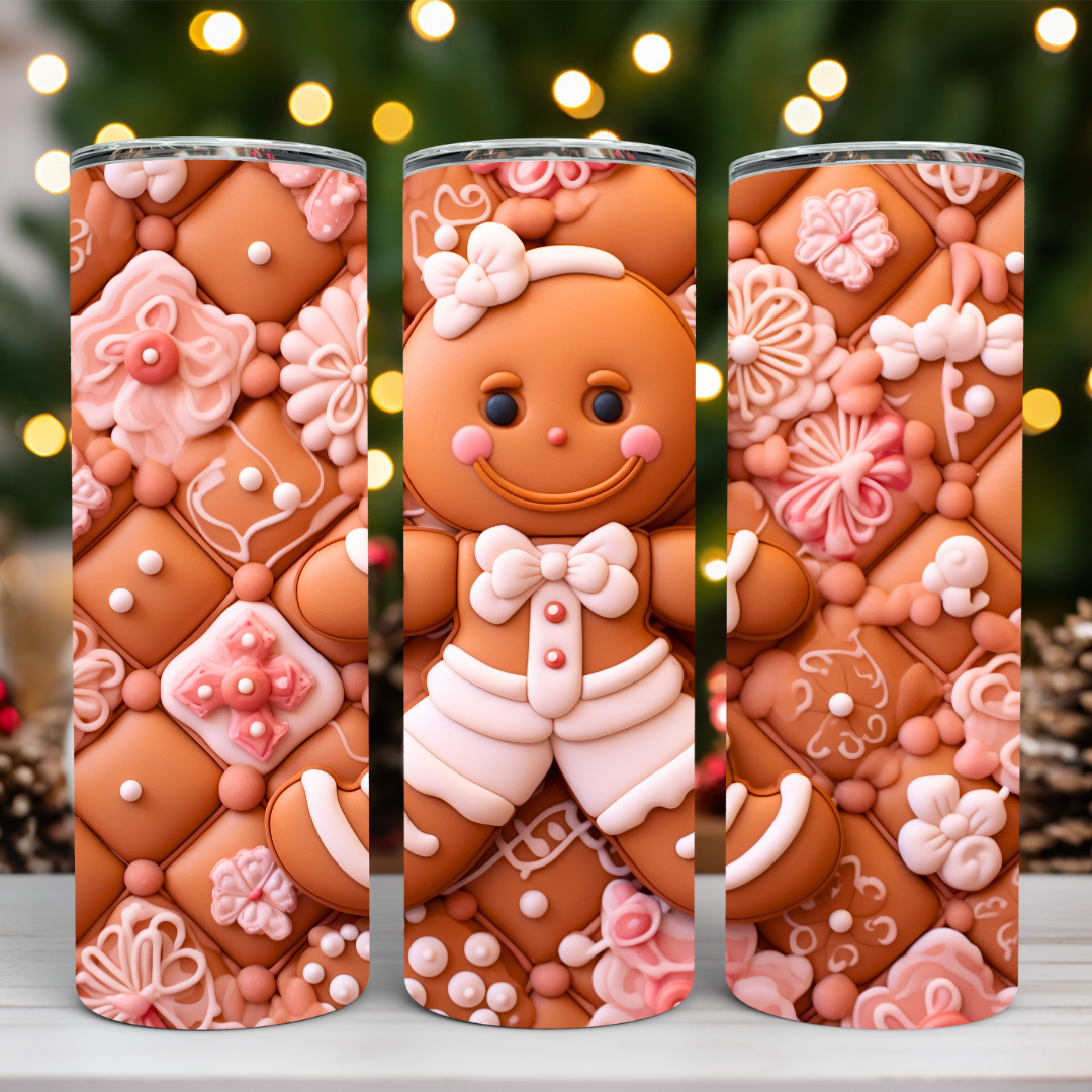 Cute Gingerbread Girl Festive Holiday Design - 20oz Skinny Tumbler