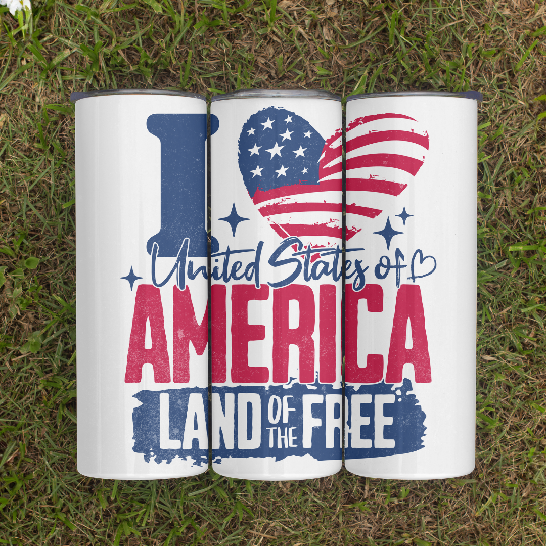 I Love The United States Of America - 20oz Skinny Tumbler