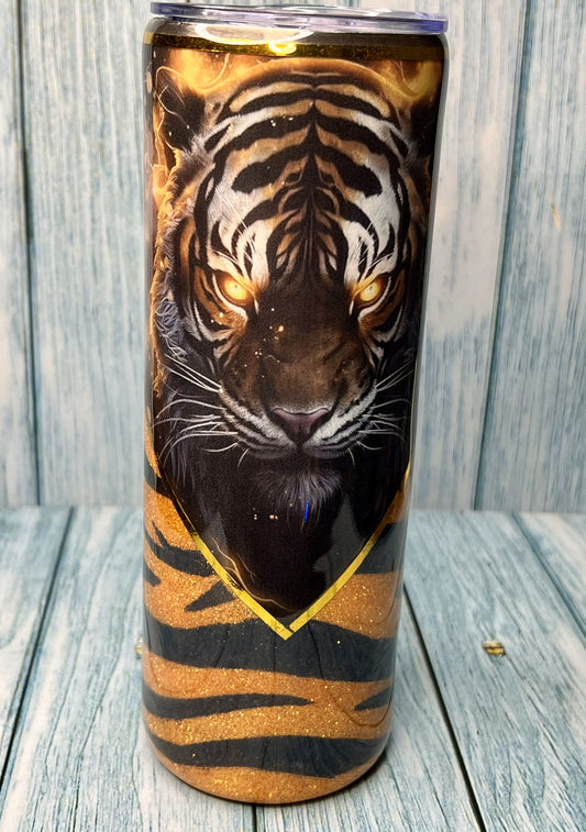 Vinyl V-Split Tiger & Glitter - 20oz Tumbler