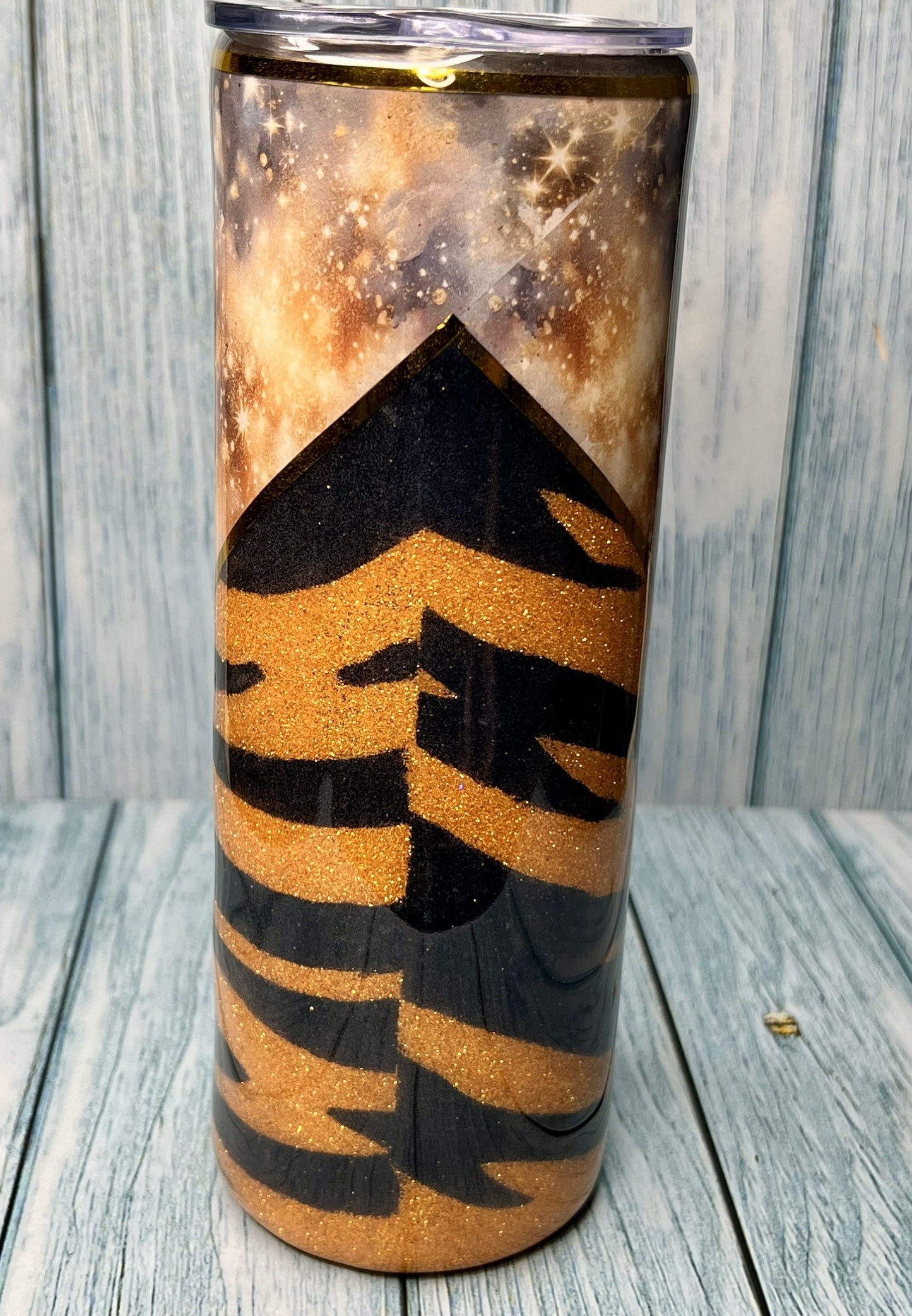 Vinyl V-Split Tiger & Glitter - 20oz Tumbler