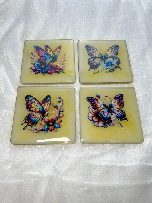 Set of 4 Butterfly Coasters – Elegant Home Decor