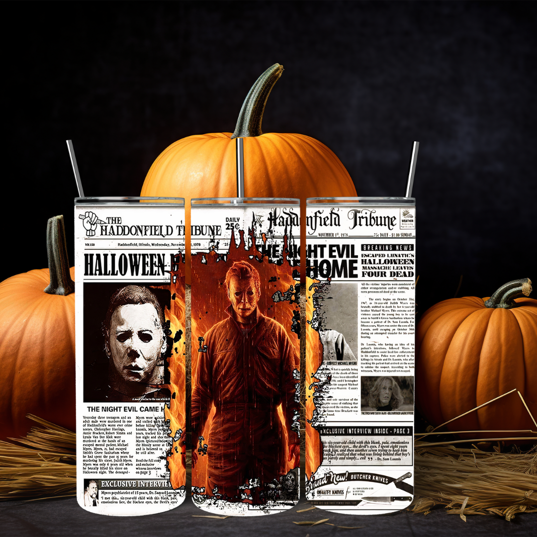 Michael Myers Newspaper Article - 20oz Skinny Tumbler