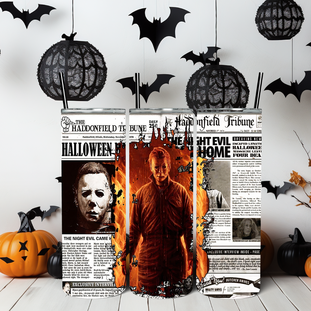 Michael Myers Newspaper Article - 20oz Skinny Tumbler