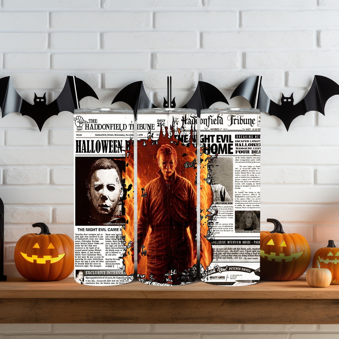 Michael Myers Newspaper Article - 20oz Skinny Tumbler