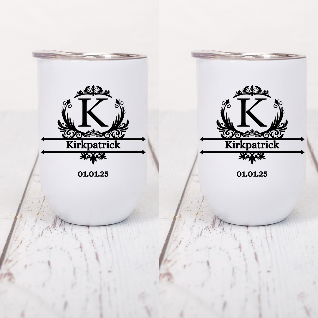 Personalized Monogram Wedding Set - 12oz Wine Tumbler