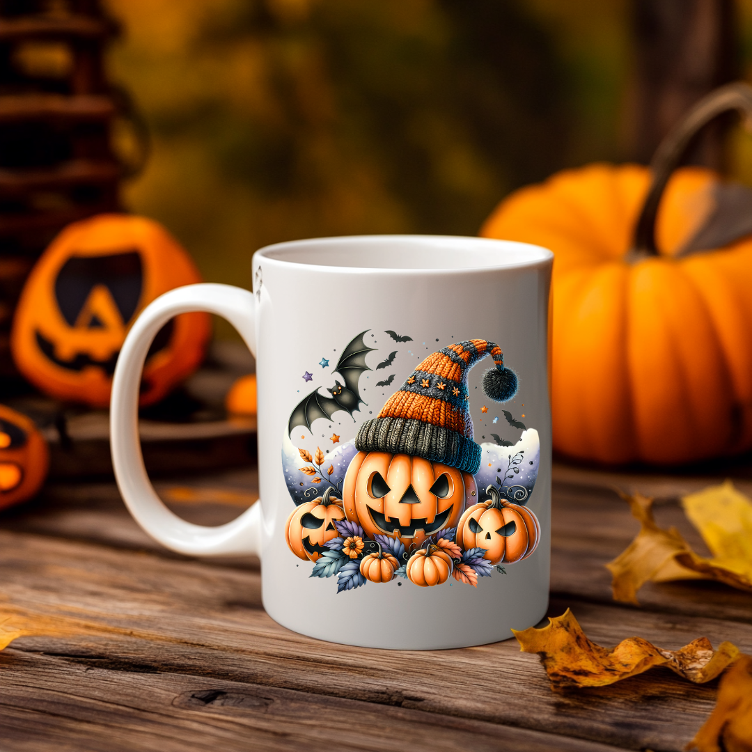 Scary Halloween Pumpkins Mug - 15oz Ceramic Mug