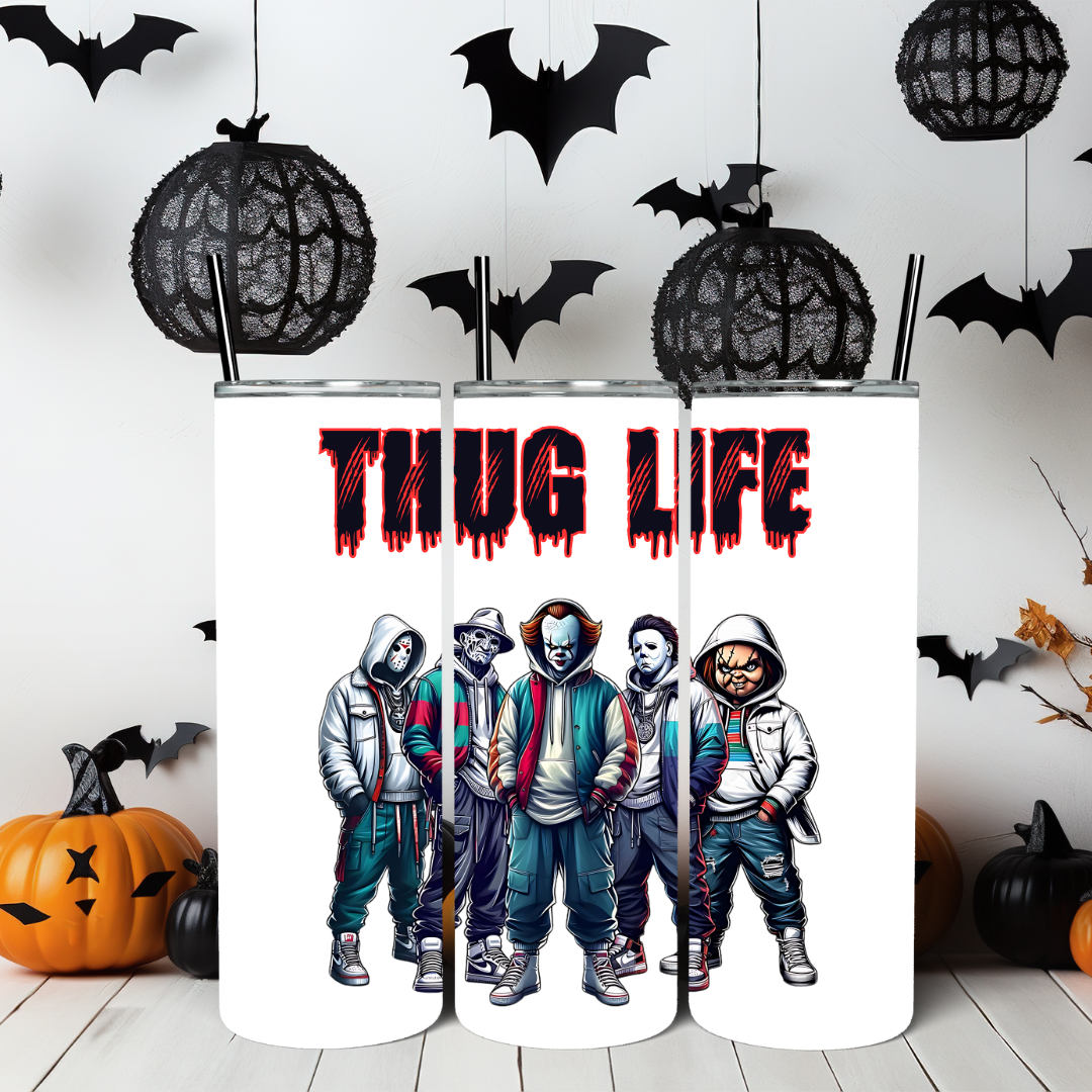 Thug Life Men of Horror - 20oz Skinny Tumbler (Personalization Available)